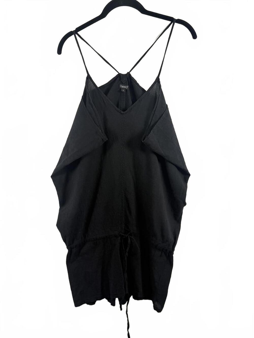 9seed Black V-Neck Strappy Back Drawstring Waist Romper Mini Dress Size 1‎ Small